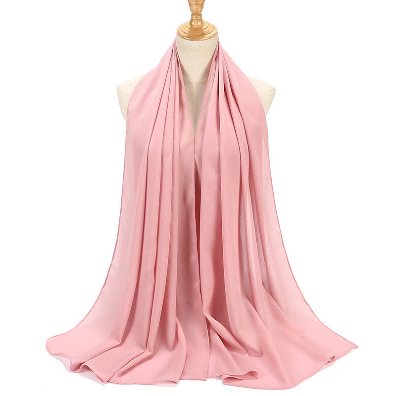 Natural Wrinkle Monochrome Chiffon Scarf Breathable Pleated Women's Toe Cap Scarf