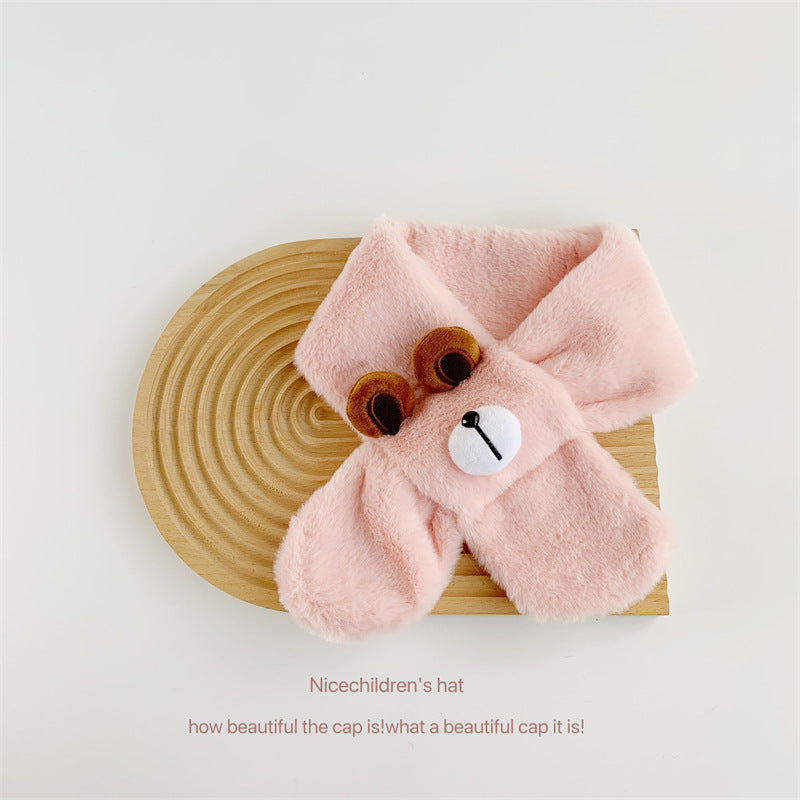 Baby Boys And Girls Winter Thermal Cute Bear Children Plush Scarf