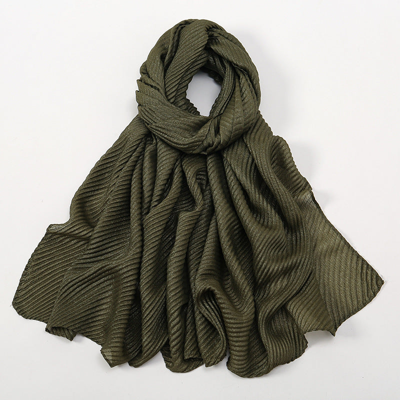 Pure Color Crumpled Polyester Soft Women's Casual Scarf