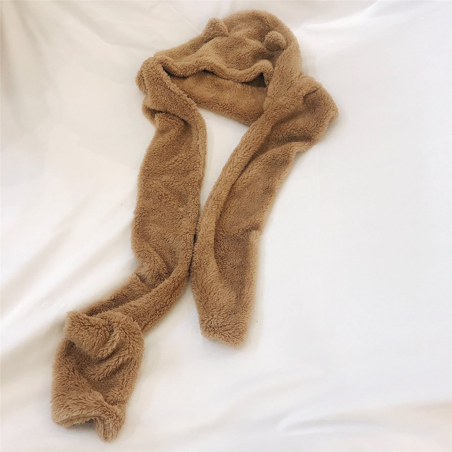 Bear Hat Scarf One Female Plush Warm Ear Protection Cute Bear Bib Suit