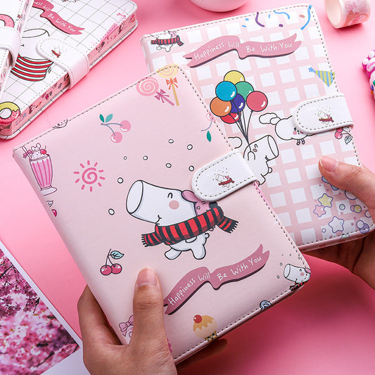 Kaba Bear Hippo Small White Magnetic Buckle Notebook Portable Notebook Girl Heart Creative Cute Hand Book