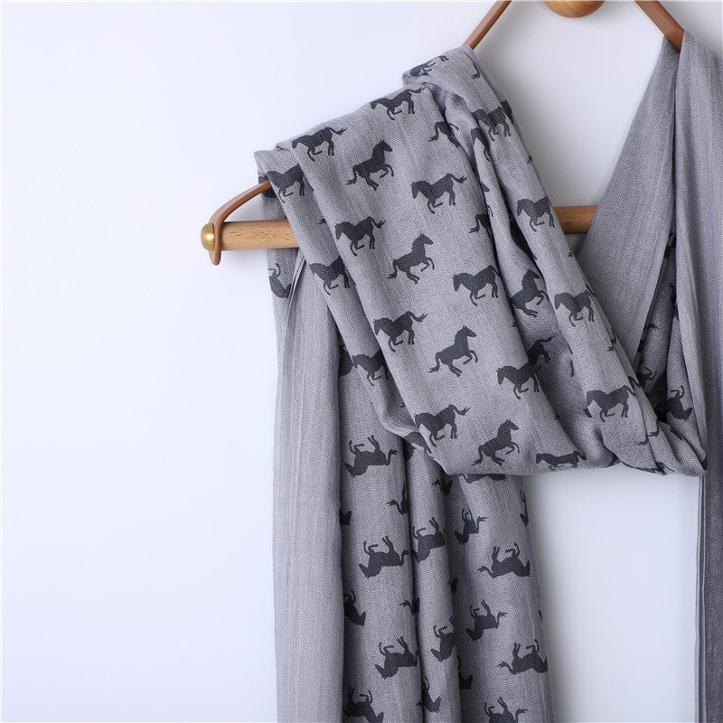 Solid Color Neutral Loose Beard Polyester-cotton Pony Print Loose Beard Tassel Men's Scarf