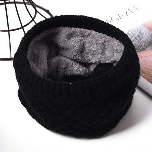 Fashion Couple Fleece-lined Thickened Pullover Keep Warm Wool Knitted Scarf