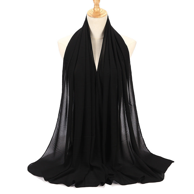 Natural Wrinkle Monochrome Chiffon Scarf Breathable Pleated Women's Toe Cap Scarf