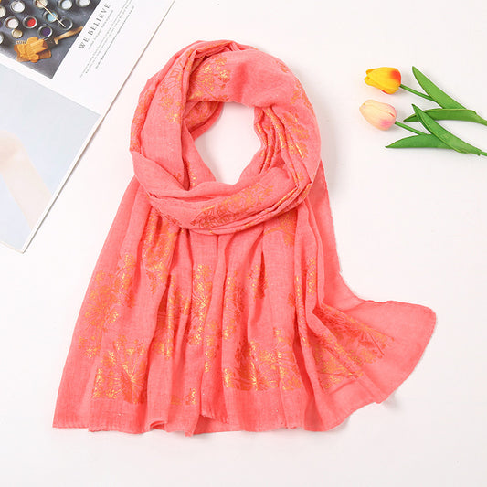 Vintage Bronzing Small Flower Cotton Scarf