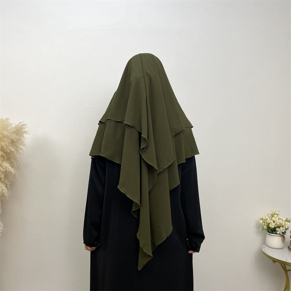 Solid Color Chiffon Turban Solid Color Double Layer