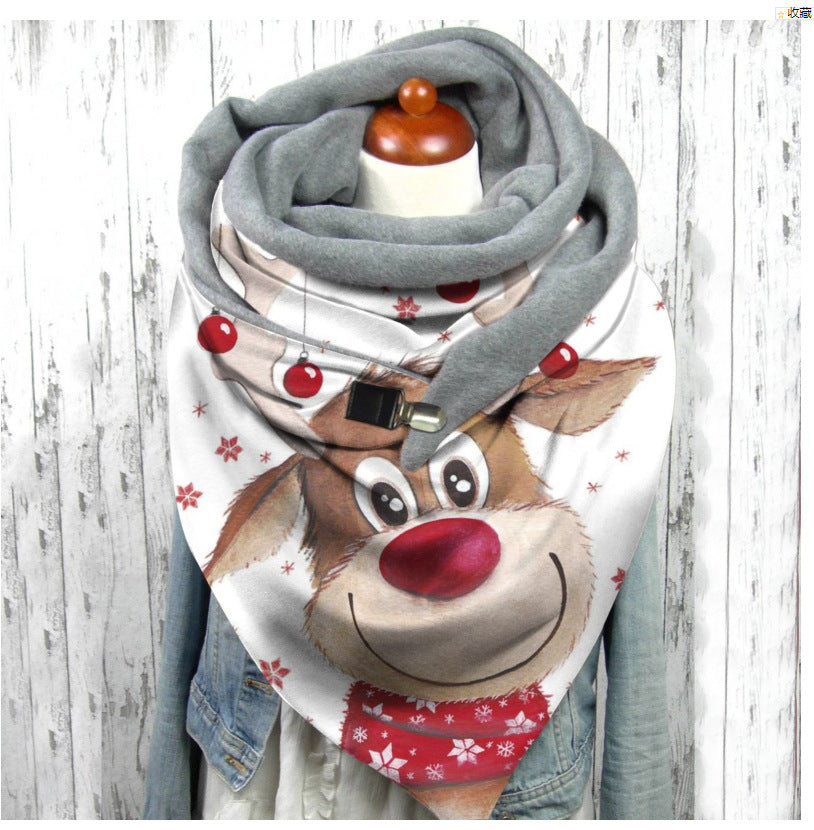 Women's Warm Cashmere Christmas Print Scarf