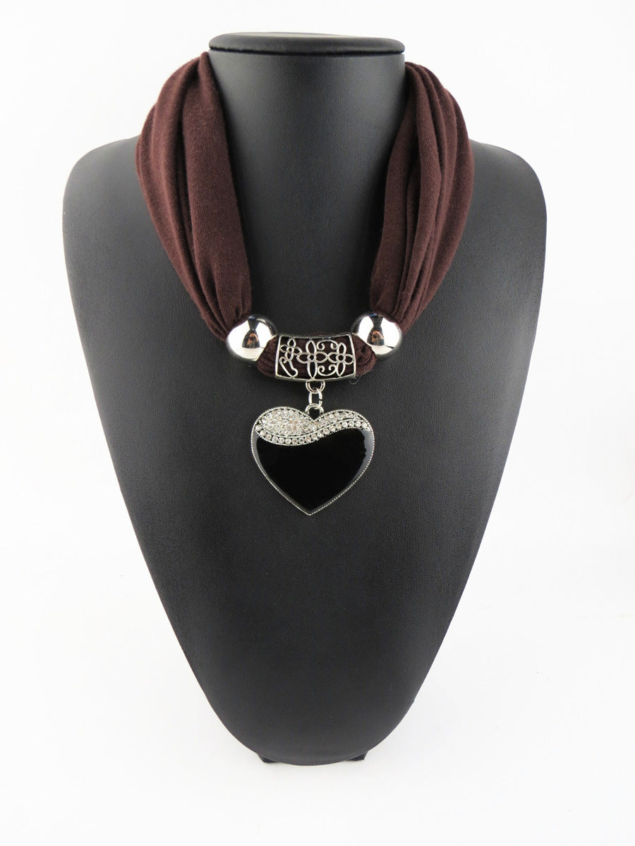 Women's Fashion Simple Heart-shaped Pendant Scarf