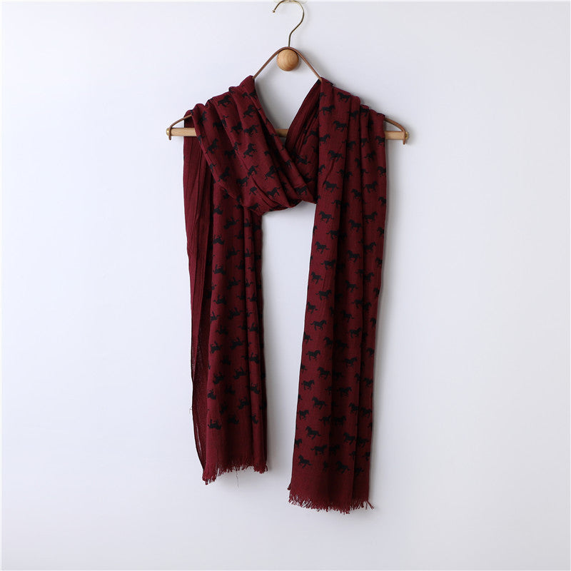 Solid Color Neutral Loose Beard Polyester-cotton Pony Print Loose Beard Tassel Men's Scarf
