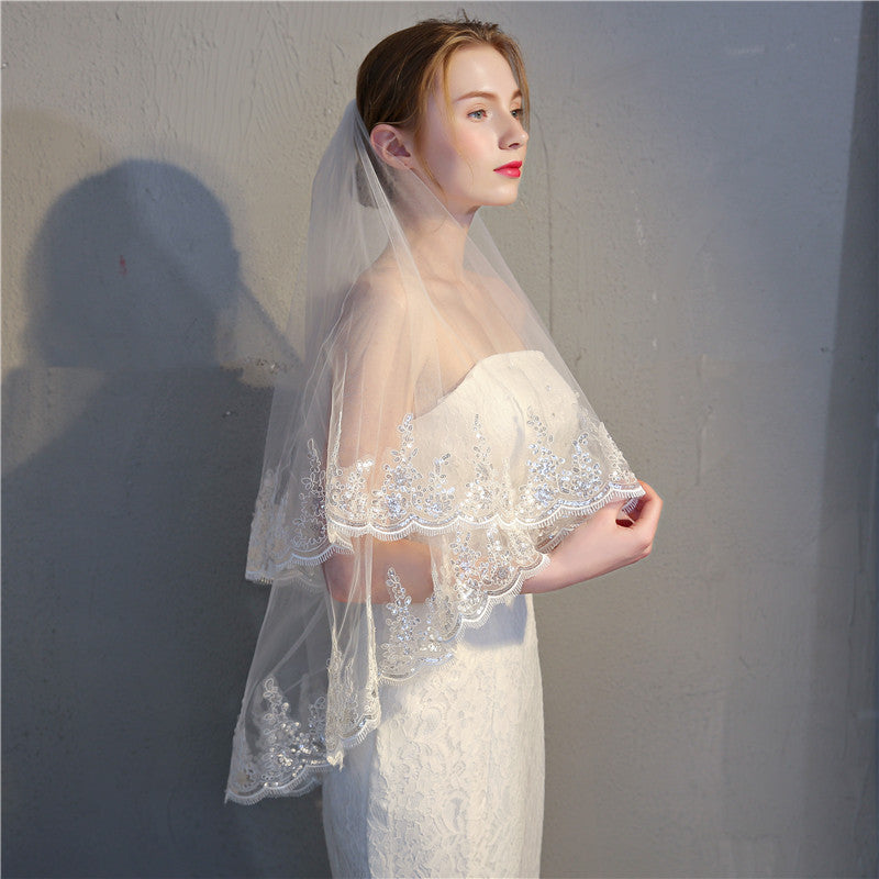 Hair Combed Fine Sequins Lace Headdress