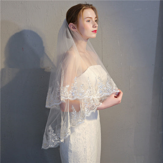 Hair Combed Fine Sequins Lace Headdress