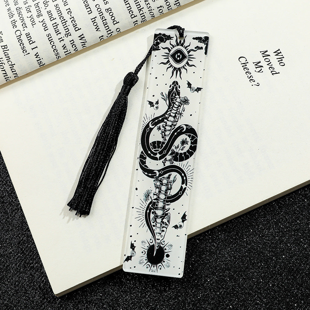 Creative Skull Pattern Acrylic Tassel Reading Decoration Bookmark
