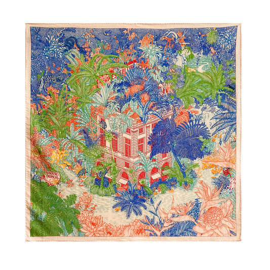 Tropical Jungle Double-color Silk Wool Square Scarf