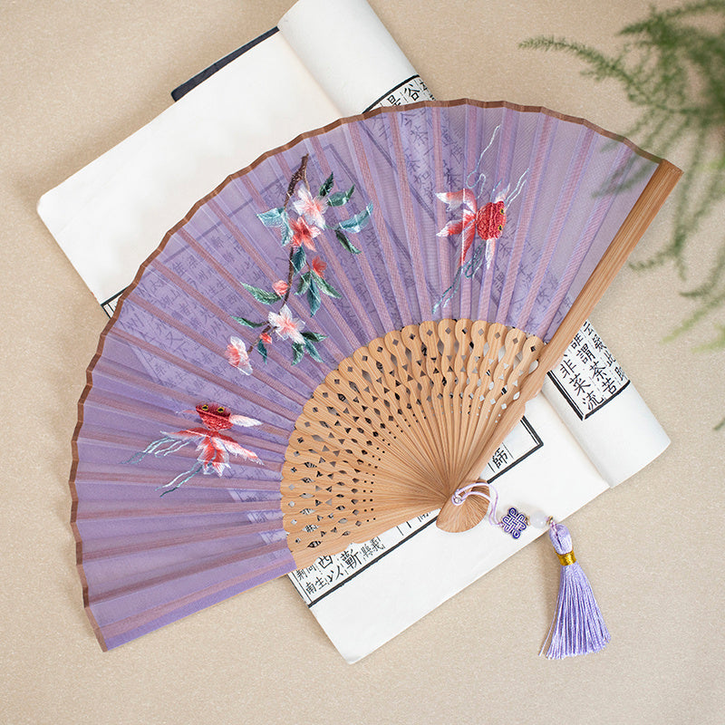 Embroidered Hanfu Embroidered Tuan Fan Portable Folding Summer Silk Su Embroidered Fan