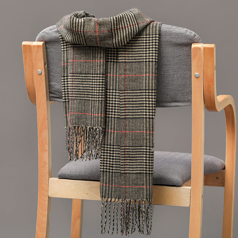 Cashmere Fringed Couple's Checked Scarf