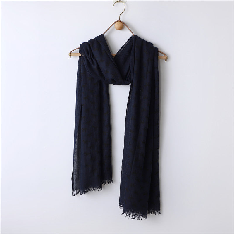 Solid Color Neutral Loose Beard Polyester-cotton Pony Print Loose Beard Tassel Men's Scarf