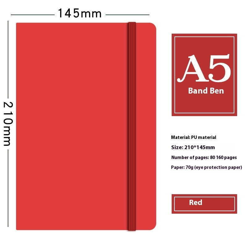 A5 Strap Notebook Pen Insert Leather Surface