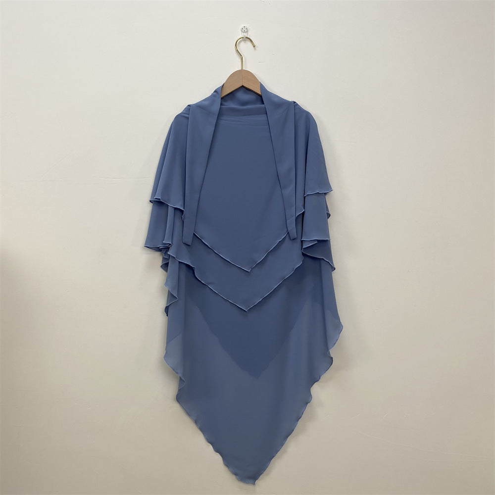 Solid Color Chiffon Turban Solid Color Double Layer