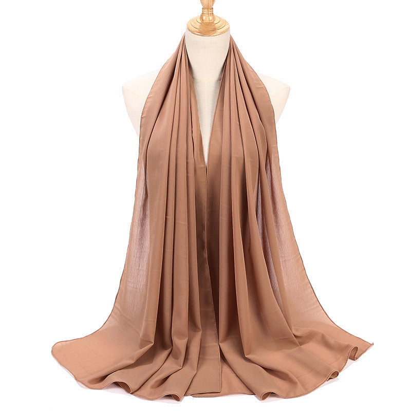 Natural Wrinkle Monochrome Chiffon Scarf Breathable Pleated Women's Toe Cap Scarf