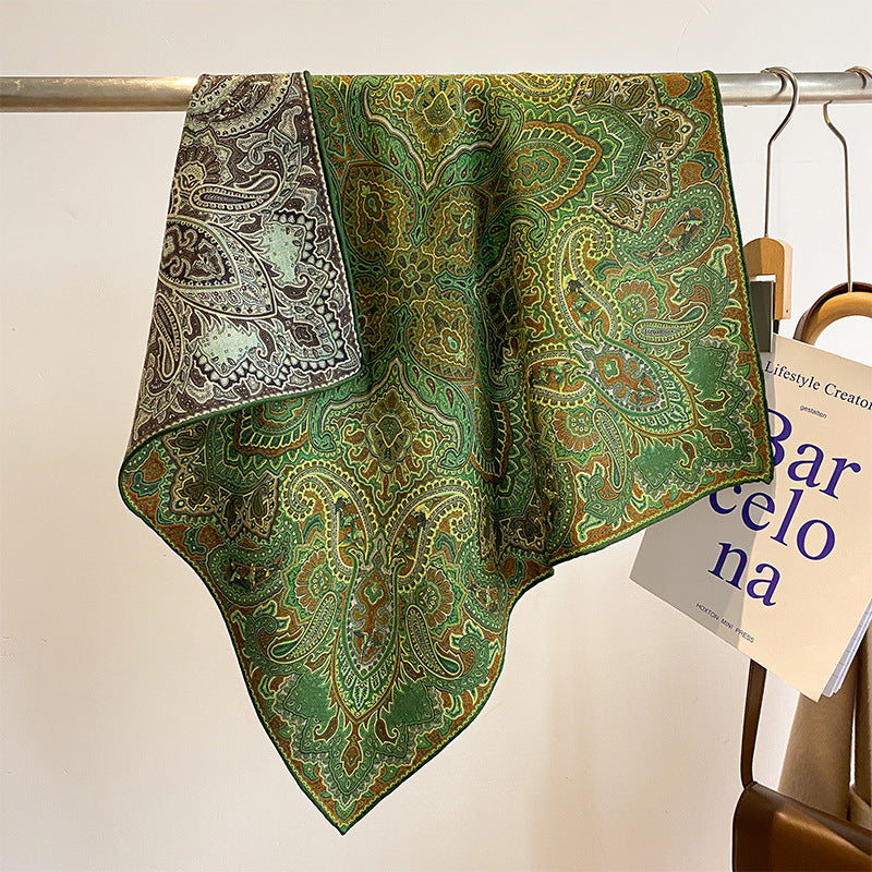 Tropical Jungle Double-color Silk Wool Square Scarf