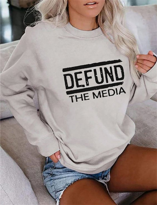 Casual Printed Fall Winter Long-sleeved Pullover Loose Round Neck Sweater