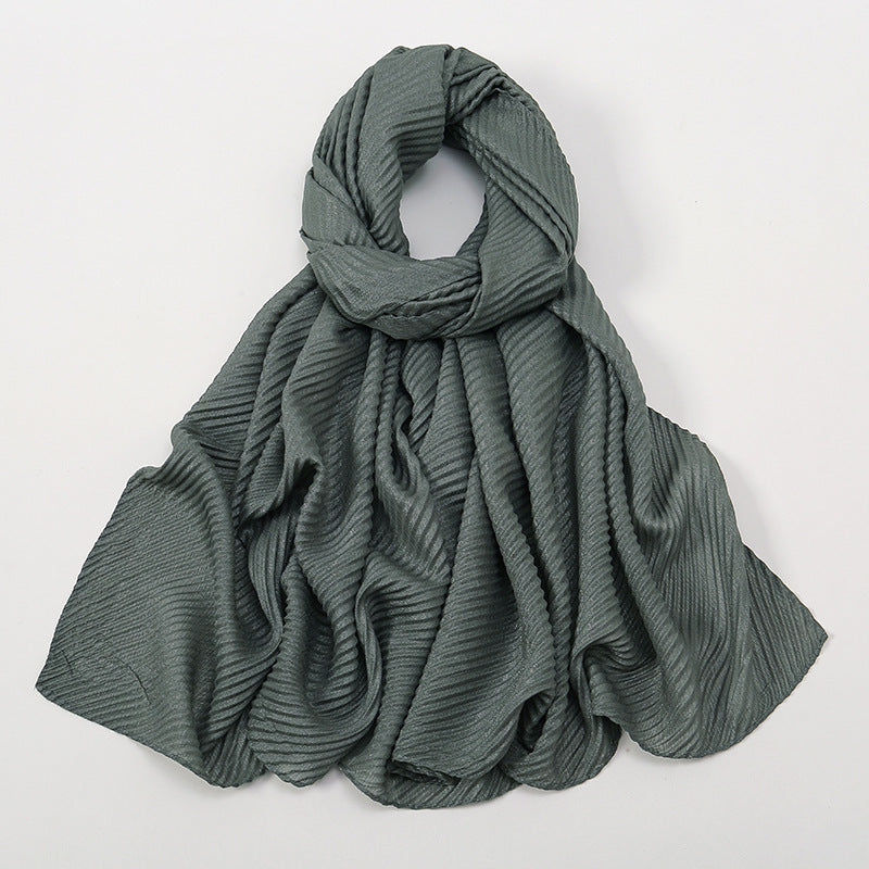 Pure Color Crumpled Polyester Soft Women's Casual Scarf