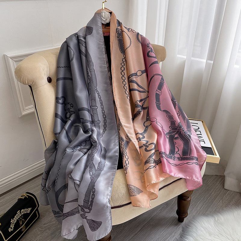 Winter Warm Vintage Print Chain Scarf Female