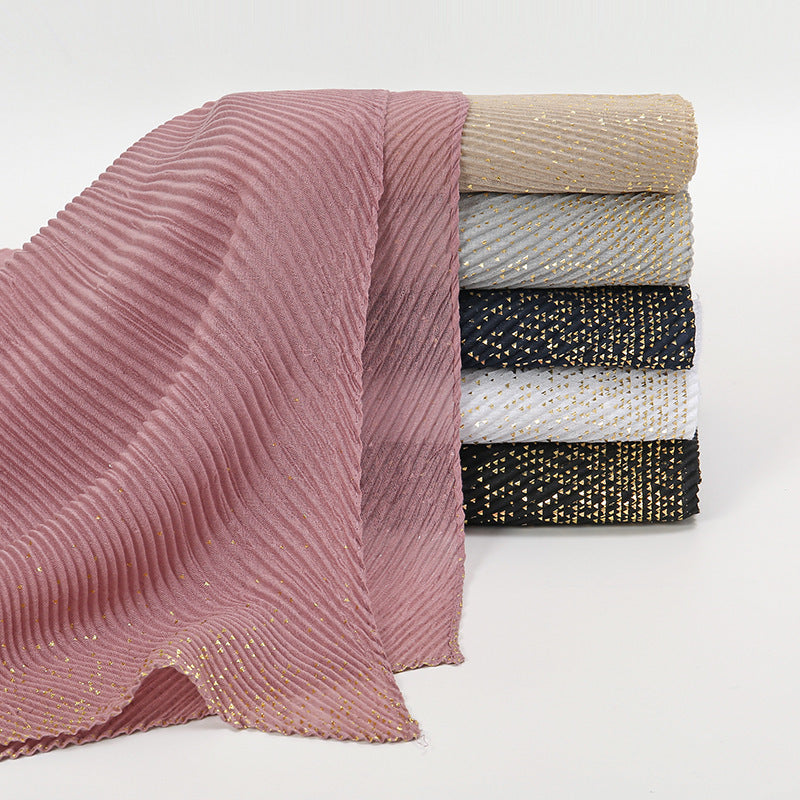 Gilding Crumpled Solid Color Polyester Scarf Women