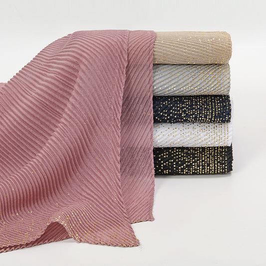 Gilding Crumpled Solid Color Polyester Scarf Women