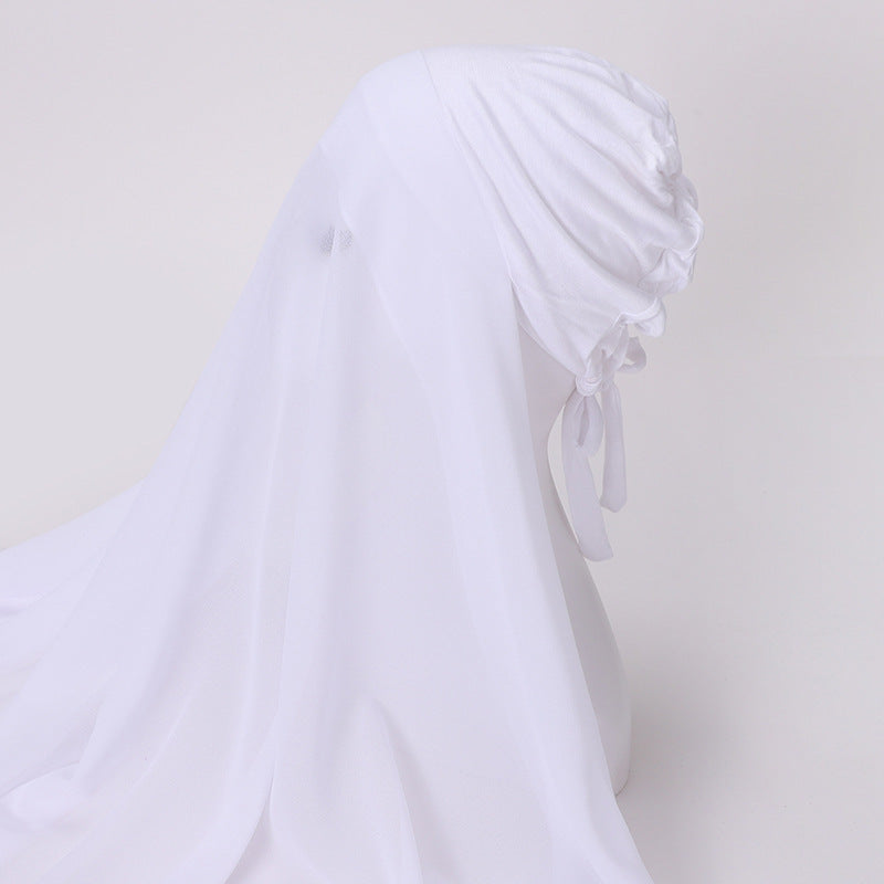 Pearl Chiffon With Elastic Bottoming Hood Scarf