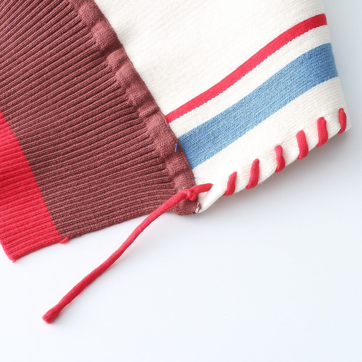 Cartoon Embroidery Contrast Color Striped Thick Thermal Knitting Scarf