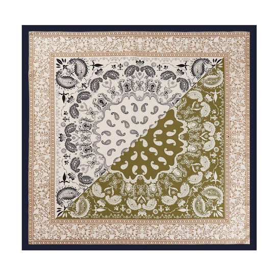 Twill Artistic Vintage Cashew Printing Color Block Scarves For Women