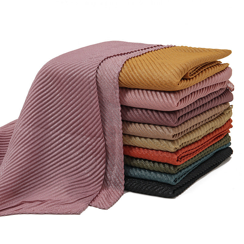 Pure Color Crumpled Polyester Soft Women's Casual Scarf