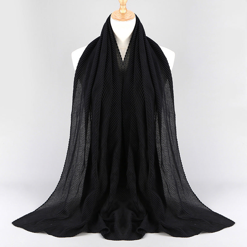Twill Crumpled Pleated Scarf Women's Bag Headscarf