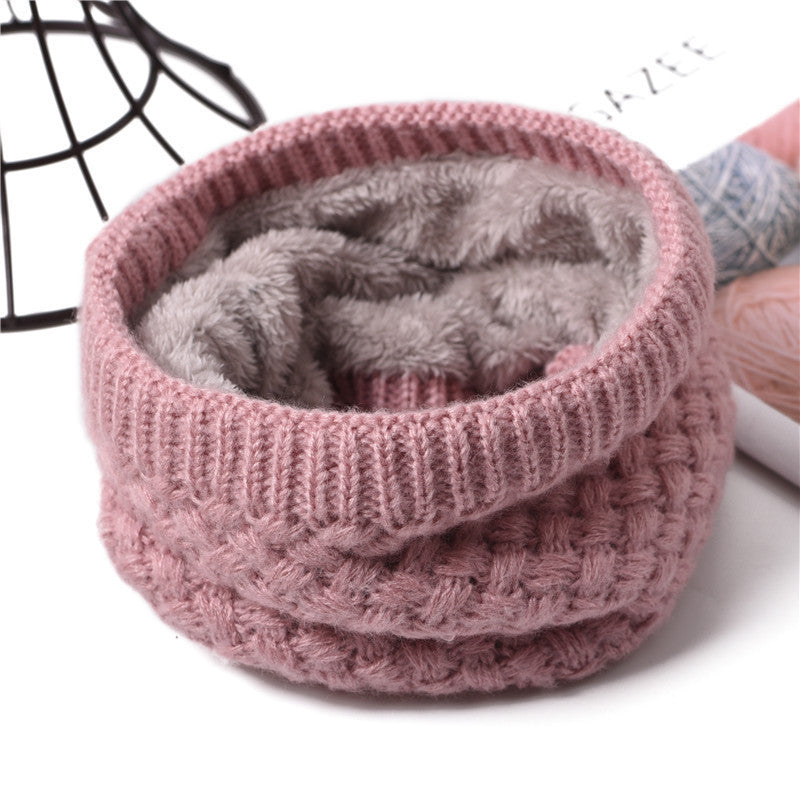 Fashion Couple Fleece-lined Thickened Pullover Keep Warm Wool Knitted Scarf