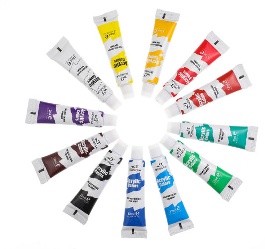 12-color Acrylic Pigment Strip Gouache Watercolor Oil Painting Paints Full Set