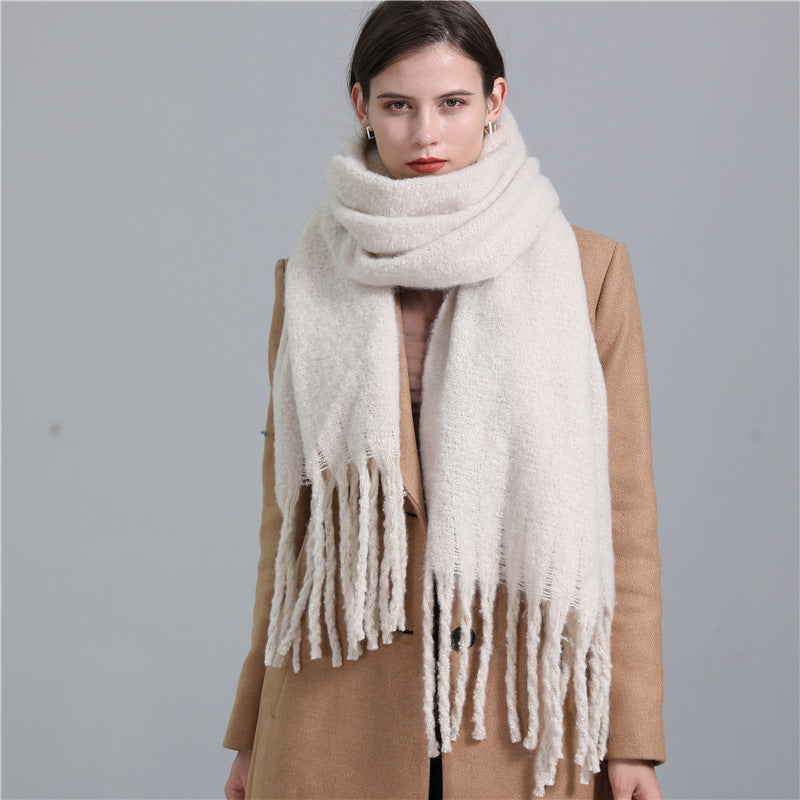 Extended Scarf Winter Cashmere-like Warm All-matching Solid Color Scarf