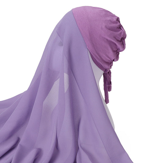 Pearl Chiffon With Elastic Bottoming Hood Scarf