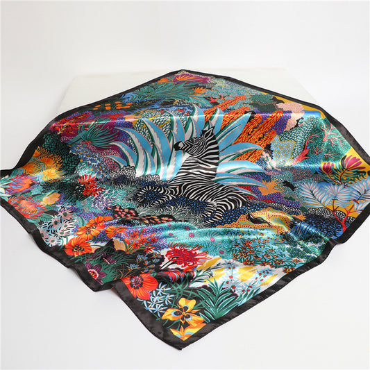 Fashion Jungle Animal Pattern Silk Scarf Autumn And Winter Thin