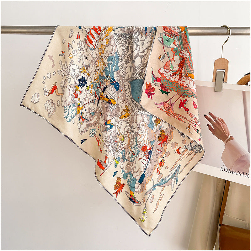 Tropical Jungle Double-color Silk Wool Square Scarf