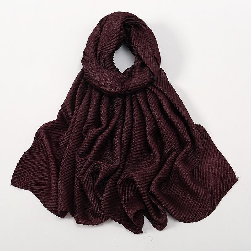 Pure Color Crumpled Polyester Soft Women's Casual Scarf
