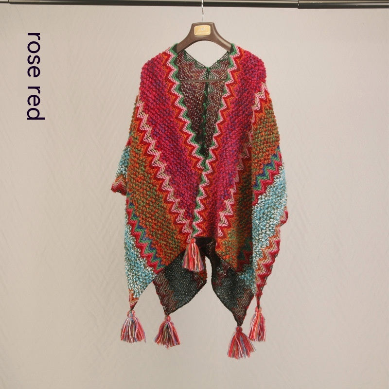Ethnic Style Travel Cloak Scarf Dual-use