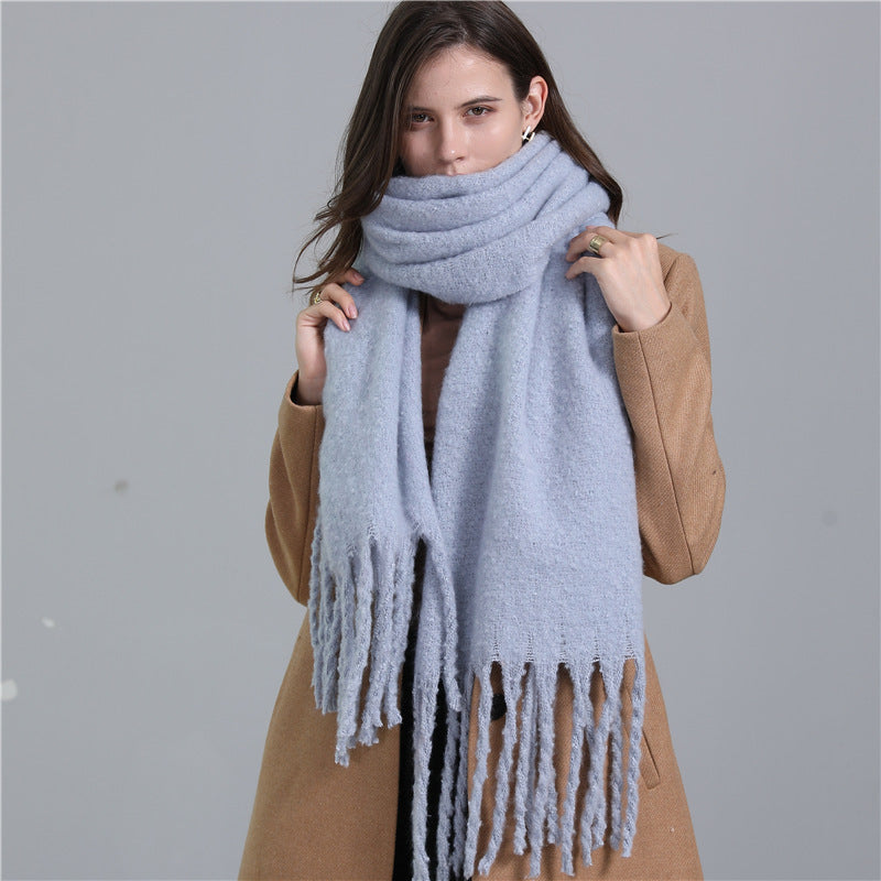 Extended Scarf Winter Cashmere-like Warm All-matching Solid Color Scarf