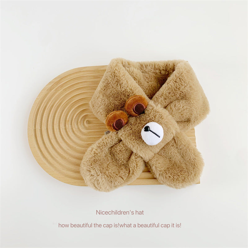 Baby Boys And Girls Winter Thermal Cute Bear Children Plush Scarf