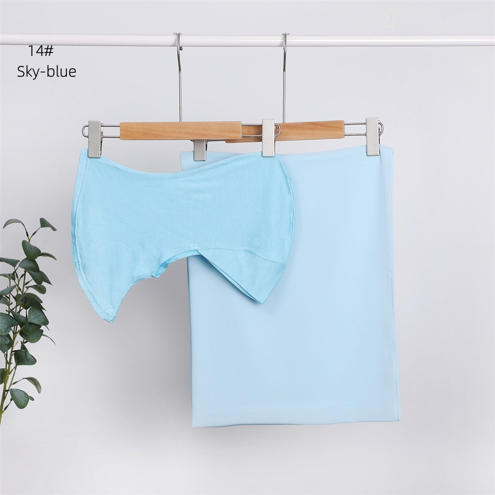 Modal Solid Color Breathable Fits Cap Pearl Chiffon Scarf