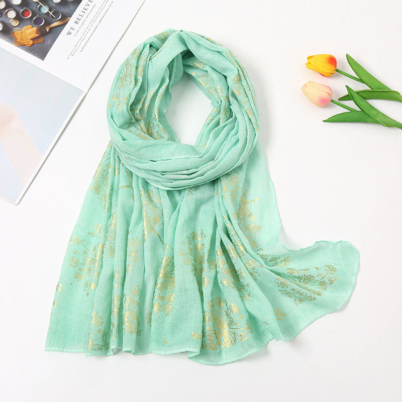 Vintage Bronzing Small Flower Cotton Scarf