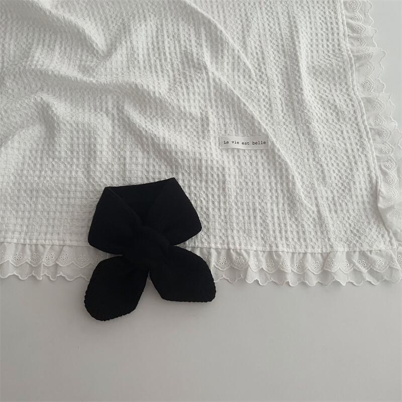 Korean Version Of Solid Color Knitted Cross Small Scarf