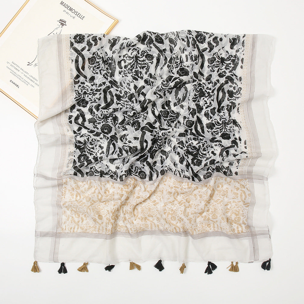 Fresh And Breathable Cotton And Linen Silk Scarf