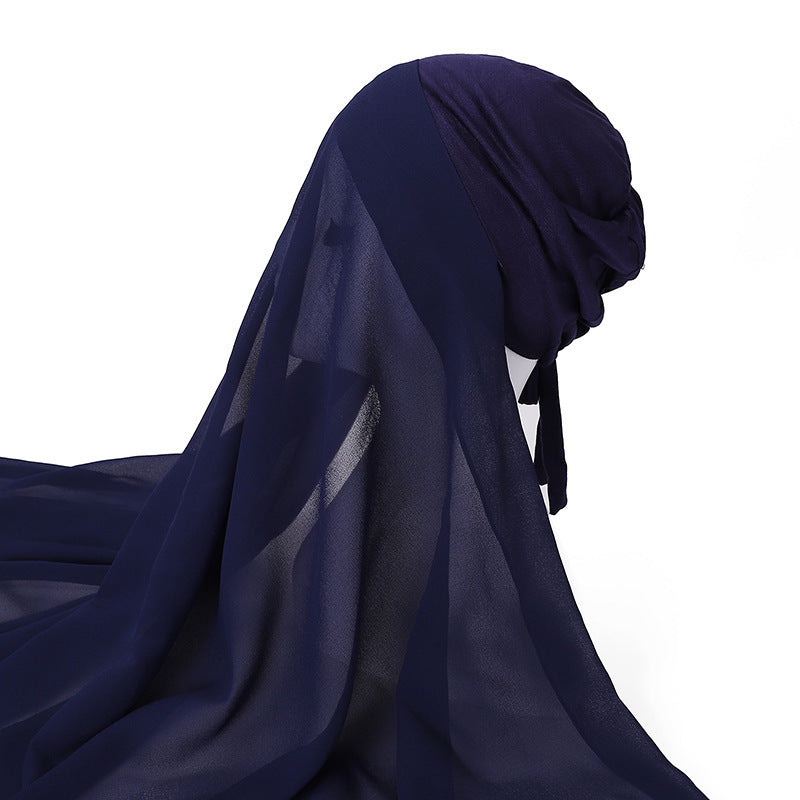 Pearl Chiffon With Elastic Bottoming Hood Scarf
