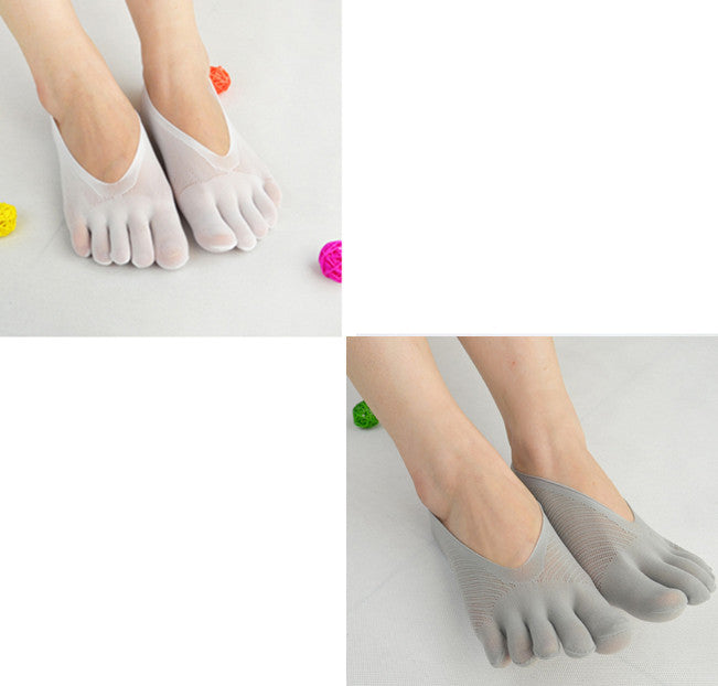 Four Seasons Ultra-Short And Thin Glue Split-Toe Five-Finger Socks Women'S Shallow Mouth